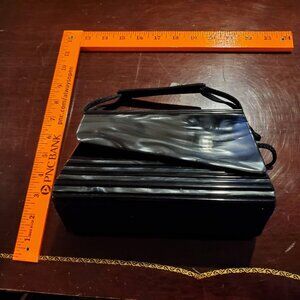 Black faux mother-of-pearl look clutch purse